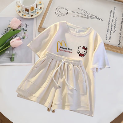 女童套装夏季跑步洋气运动服中大童女孩宽松T恤短裤休闲两件套潮6