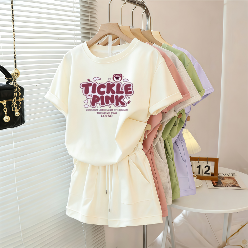 夏季新款短袖套装女儿童装休闲拉布布中大童卡通印花t恤短裤套装,童装/婴儿装/亲子装,套装,淘宝优惠券,粉丝福利购,淘宝优惠卷