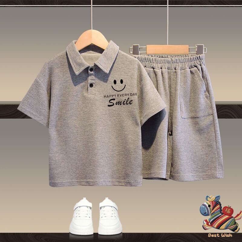 男童夏季套装女童洋气短袖中大童夏装新款POLO衫短裤儿童两件套潮
