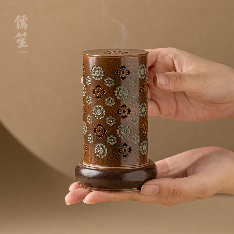 宝相花青瓷立式香炉高端薰炉