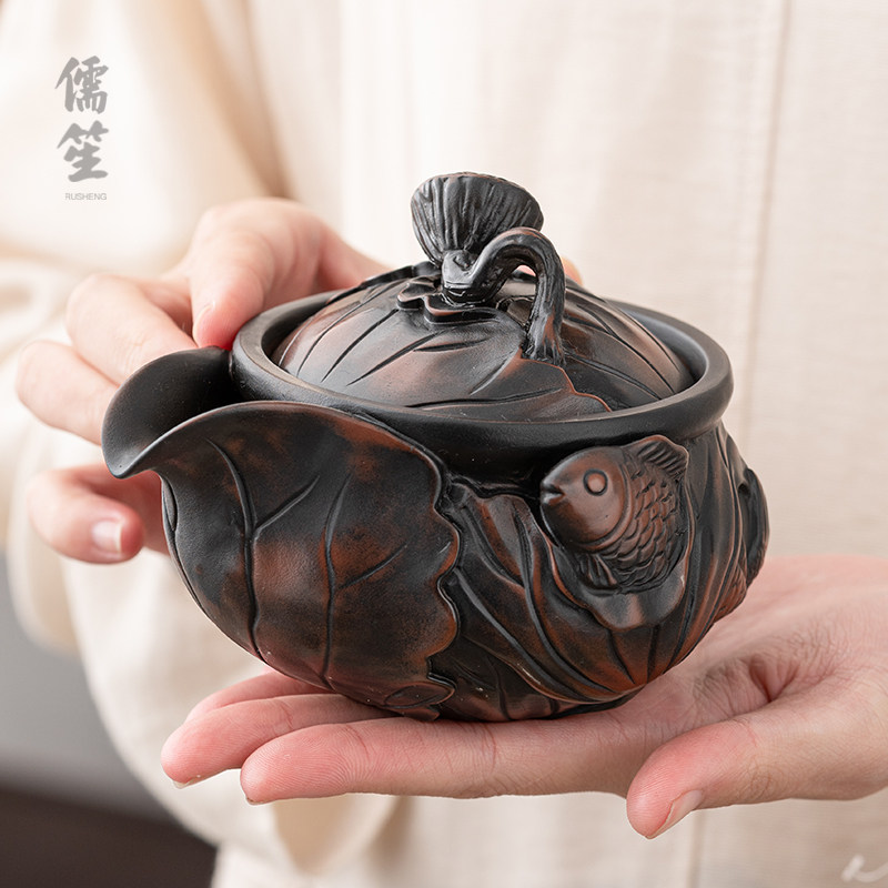手抓壶紫陶茶壶盖碗茶杯覆古陶瓷茶具宝瓶功夫茶具 泡茶壶冲茶壶
