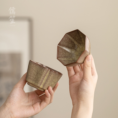 哥窑主人茶杯品茗杯复古高端茶具