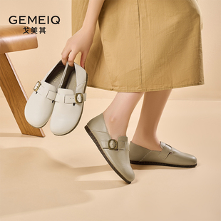 复古一脚蹬中口包头软底懒人鞋 新款 女春季 戈美其平底勃肯鞋
