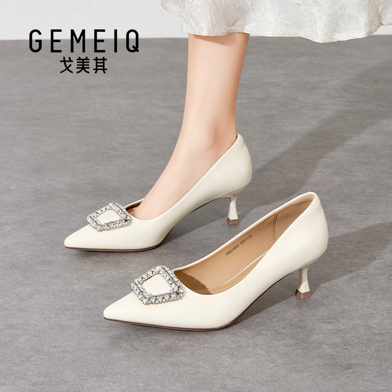 戈美其尖头高跟鞋女水钻细跟女鞋通勤2026年春季浅口单鞋气质百搭