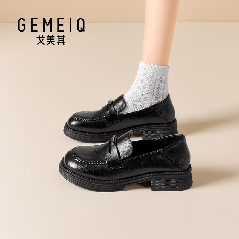 戈美其厚底乐福鞋商场同款2026年新款学院风小皮鞋百搭一脚蹬单鞋,女鞋,乐福鞋（豆豆鞋）,淘宝优惠券,粉丝福利购,淘宝优惠卷