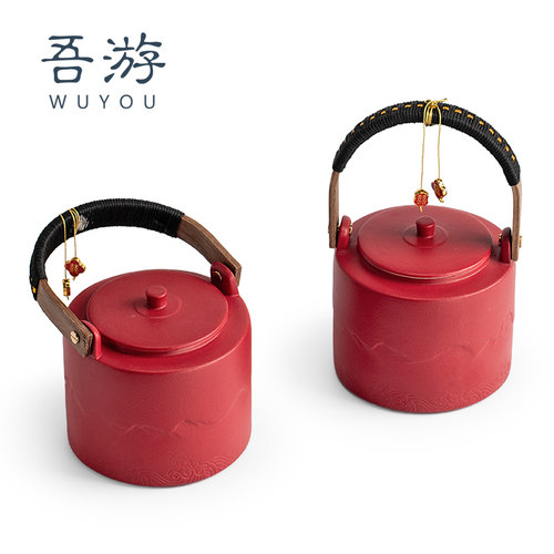 吾游结婚子孙桶一对女方陪嫁红色陶瓷喜桶订婚喜庆摆件婚庆用品
