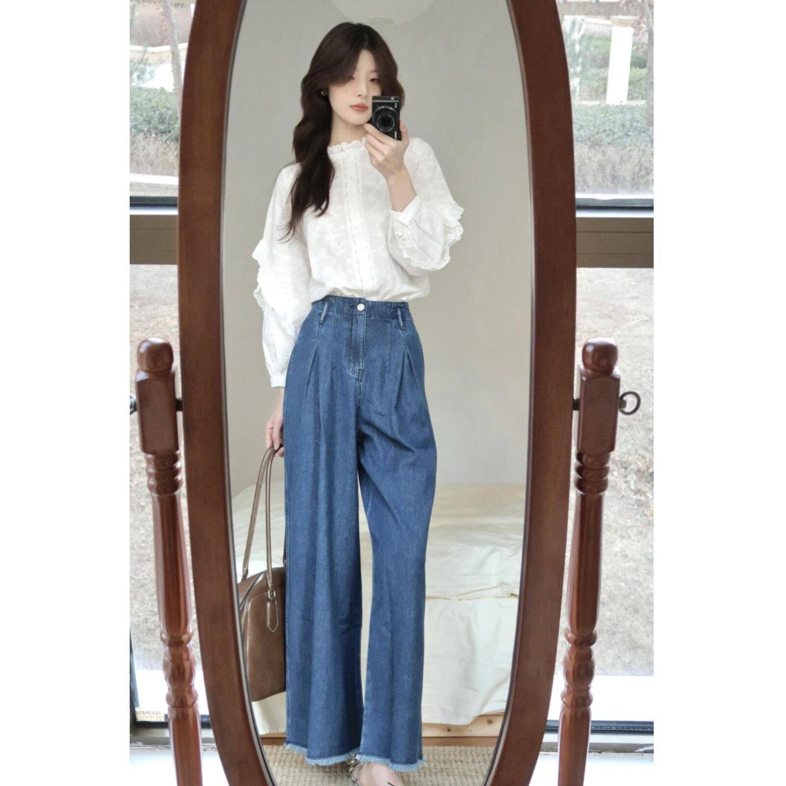 白色衬衫女春秋薄款2025年新款法式时尚覆古轻奢蕾丝花边通勤上衣