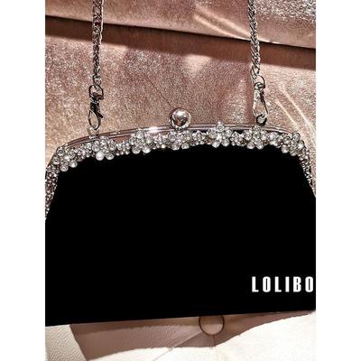 潮牌新款丝绒高档水钻大容量旗袍手拿包女手机包手提斜跨晚宴会包