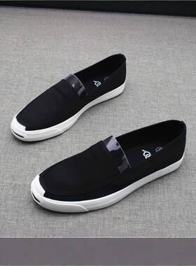 MassContiy~怎么可以这么好看~透气帆布鞋男一脚蹬百搭时尚乐福鞋