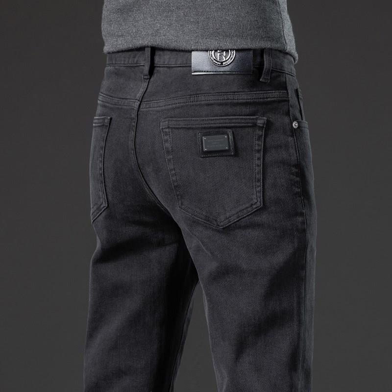 MENTMAR2024年春季高端黑色牛仔裤男直筒修身潮牌百搭弹力休闲裤