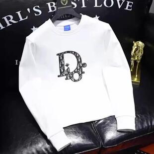 欧洲站潮牌2023简约印花卫衣男士秋季新款休闲青春百搭圆领长袖男