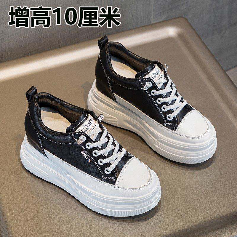 香港小个子内增高小白鞋女隐形增高10厘米小码厚底板鞋休闲 运动
