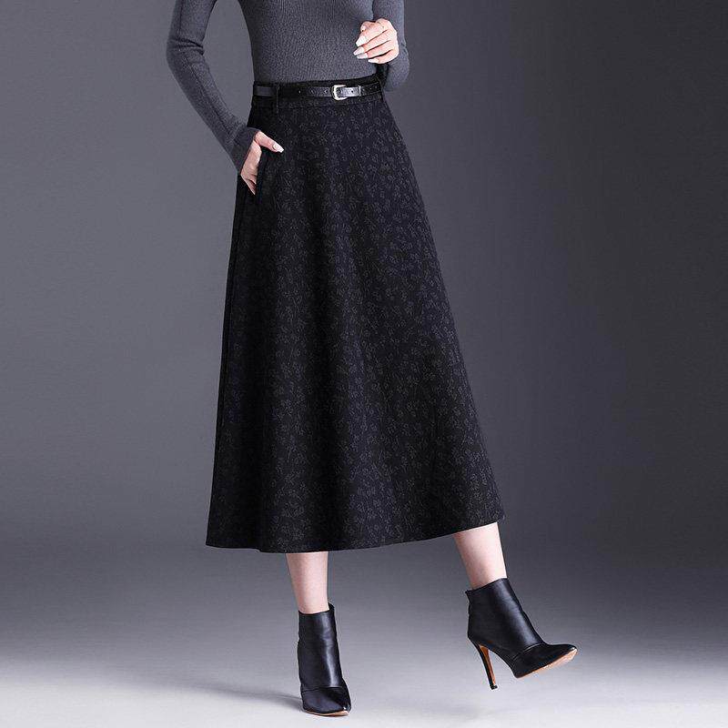 加厚毛呢碎花半身裙女2025秋冬小个子垂感高级感A字爆款超火半裙