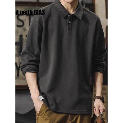 it neith BIAS长袖polo衫男高级感美式纯色打底衫t恤宽松大码卫衣