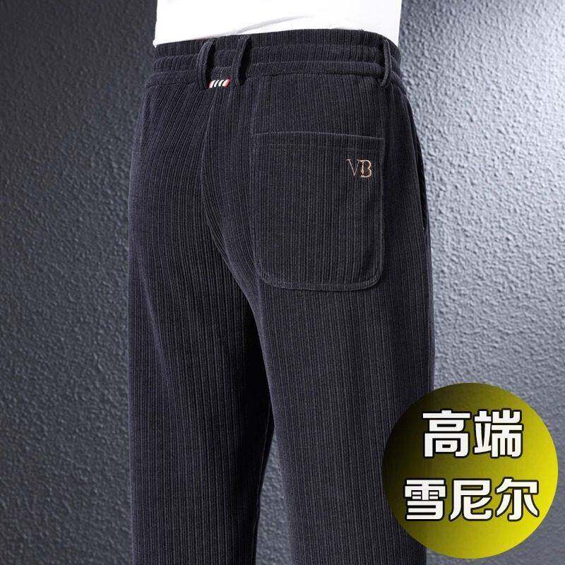 中年男士爸爸休闲裤男秋冬款高端雪尼尔加绒裤子直筒灯芯绒运动裤