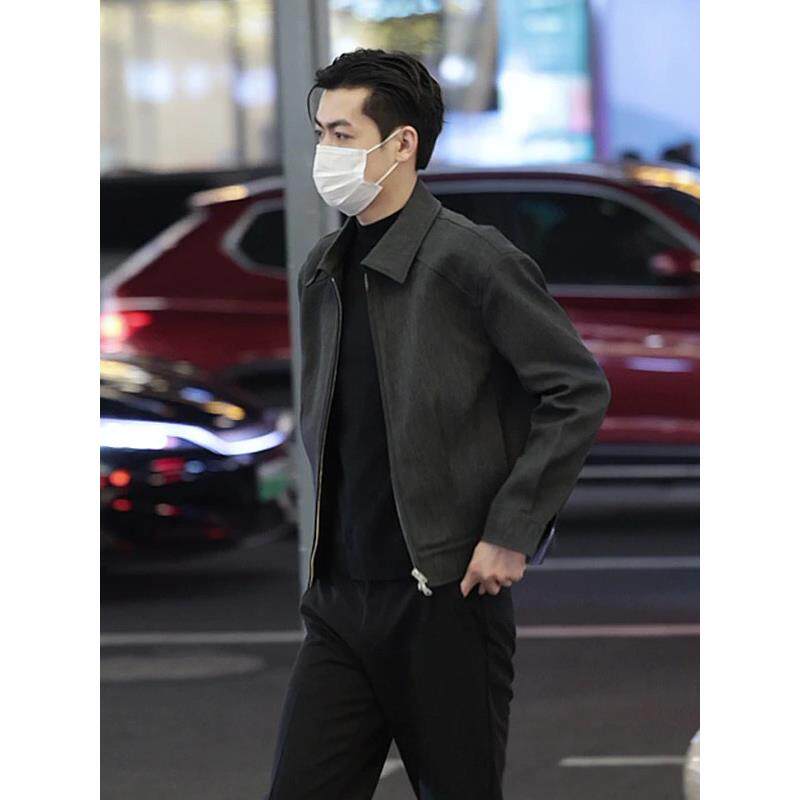 高级感男士外套春秋季新款帅气上衣潮流百搭成熟稳重翻领行政夹克