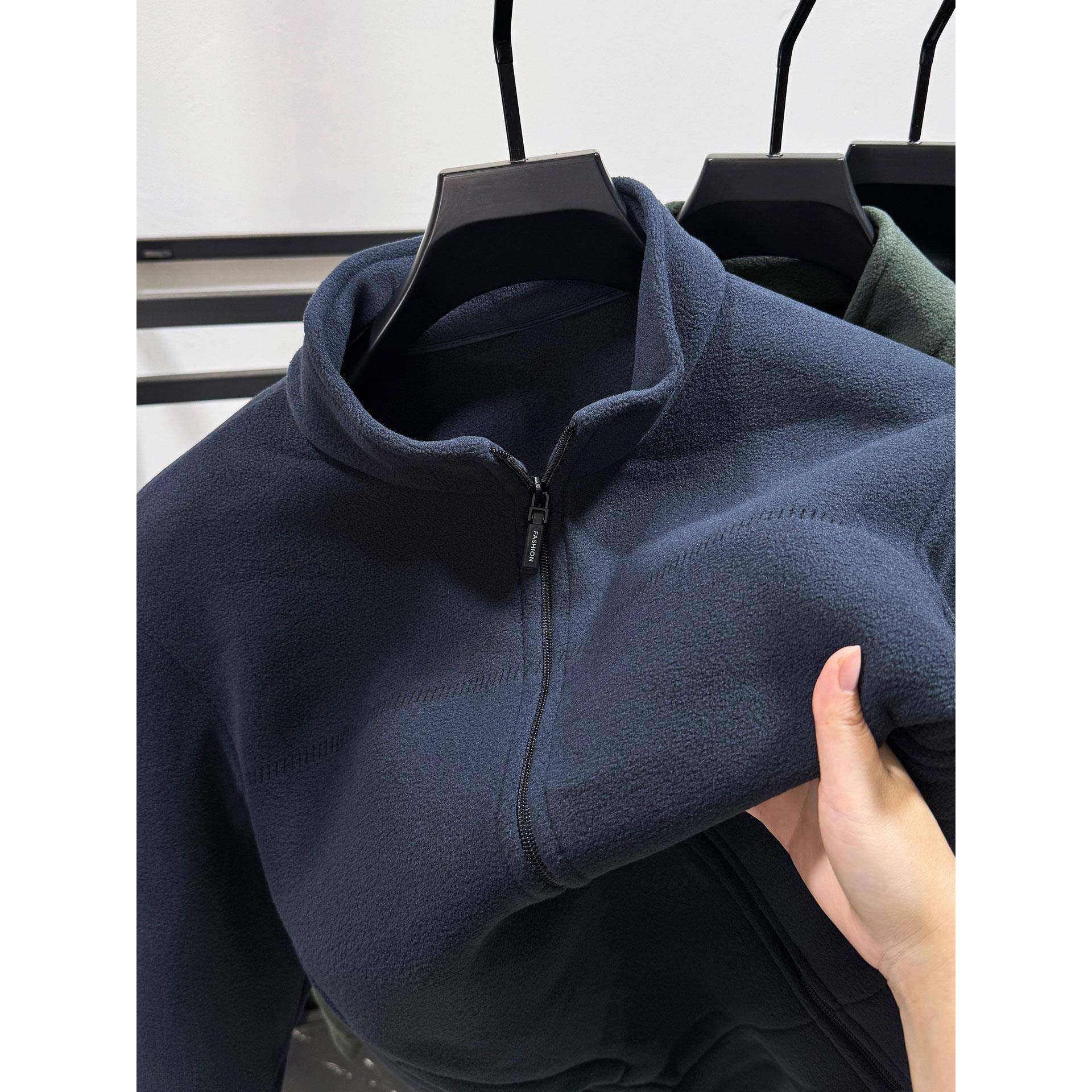 MAROLIO~加厚摇粒绒卫衣外套男秋冬季中青年休闲立领夹克男装上衣