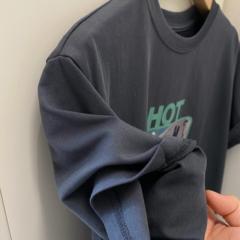 ins2025深灰色纯棉短袖T恤女夏季宽松韩版bf原宿风学生半袖上衣服