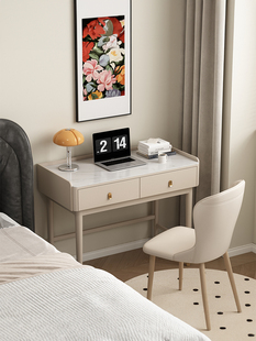 轻奢岩板实木书桌书柜组合书房收纳桌卧室床边学习电脑桌化妆桌子