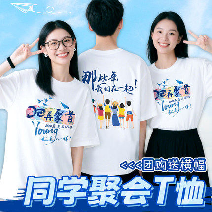 同学聚会t恤定制班服纯棉T恤短袖同学会20年纪念衣服文化衫服装