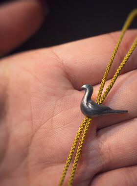 Lam手作925银小鸟卡子背云柏香籽星月金刚diy菩提配饰配饰