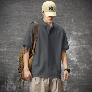 夏季大码男士青少年百搭宽松休闲Polo衫翻领冰丝薄款短袖t恤上衣