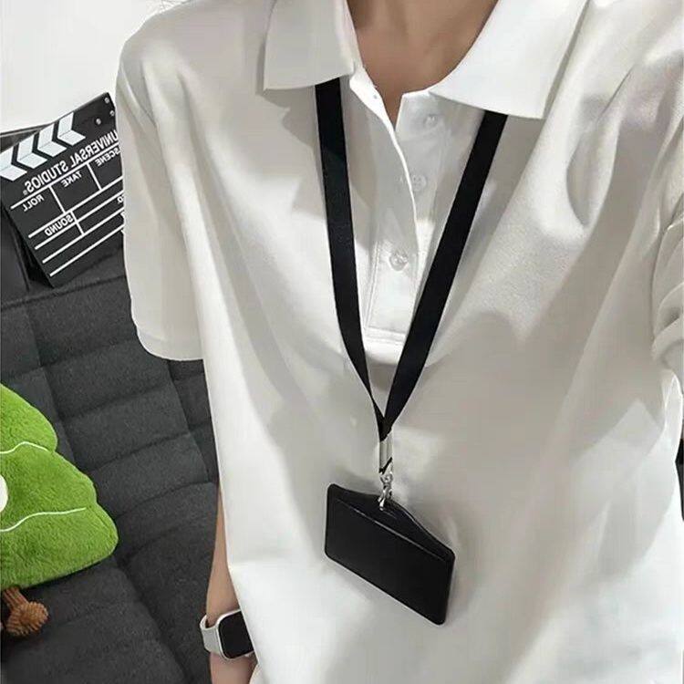 黑白正肩Polo衫短袖男款夏季翻领t恤高级感宽松半袖工作服上班服