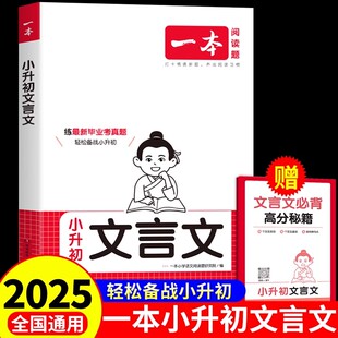 2025版一本小升初文言文阅读题小升初文言文复习资料考点精讲六年级文言文备战小升初人教版全国通用 单本六年级暑假阅读古文