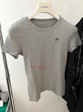 正确版 新款M#arine23 月亮修身款女式tee短袖绣花月亮上衣