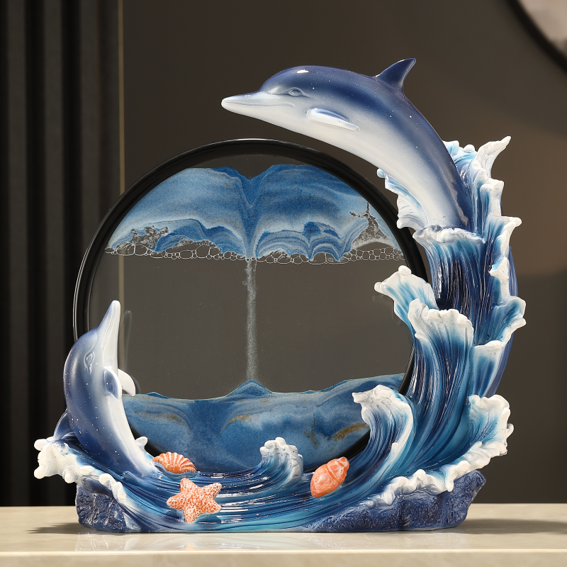 乘风破浪流沙画沙漏摆件轻奢高颜值入户客厅玄关电视柜家居装饰品图片