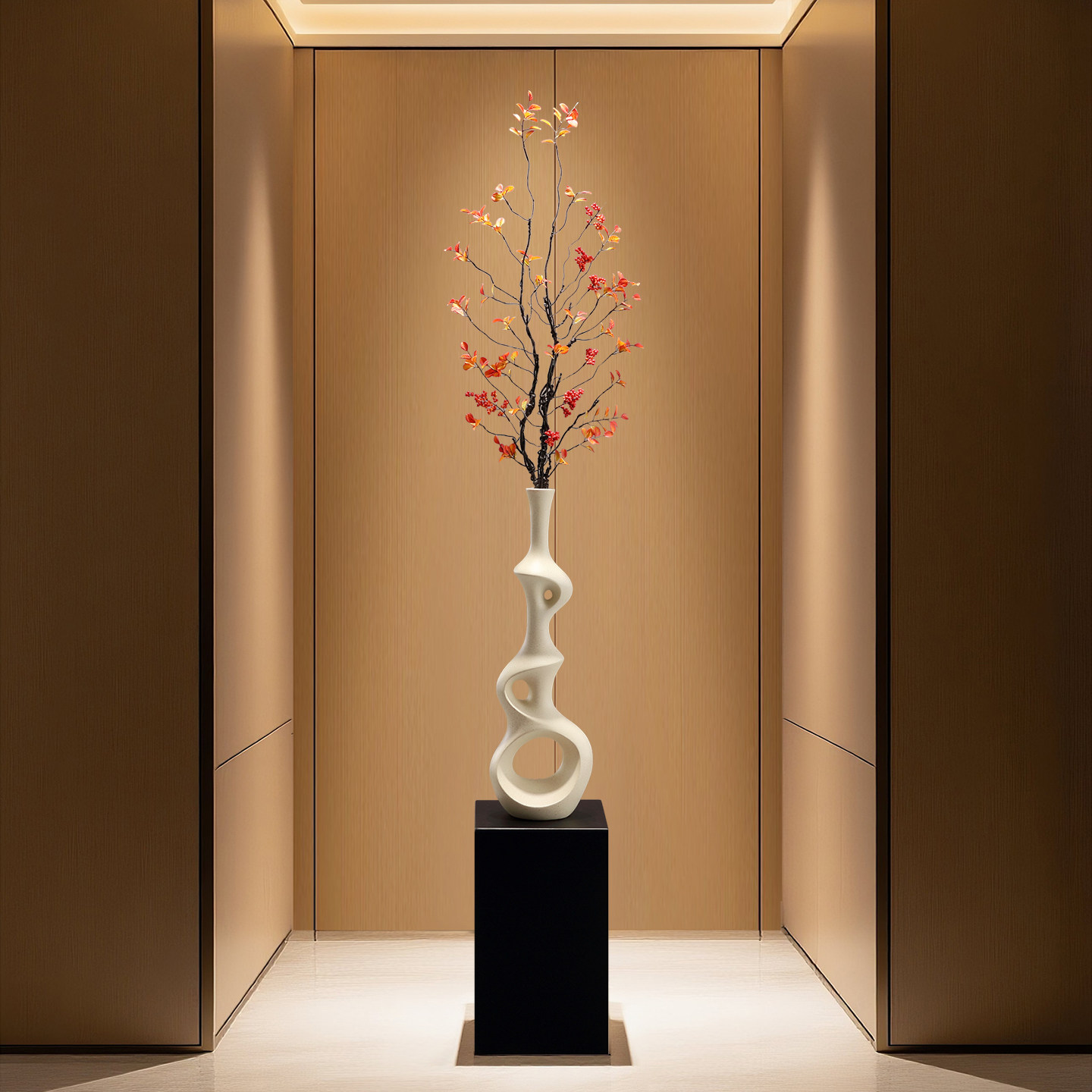 入户门玄关电视柜旁落地竖高艺术花瓶仿真插花客厅书柜高端装饰品,家居饰品,装饰摆件,淘宝优惠券,粉丝福利购,淘宝优惠卷