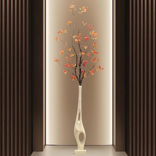 轻奢竖高细长窄花瓶摆件客厅插仿真花艺术入户玄关新中式意式装饰