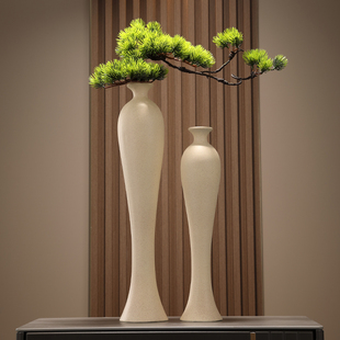 入户进门玄关造景客厅电视柜迎客松花瓶摆件细长竖高档装 饰工艺品