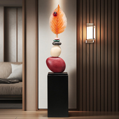 时来运转摆件家大叶大意式 轻奢客厅入门玄关造景落地竖高艺术装 饰