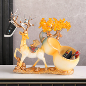 入户进门口玄关钥匙收纳摆件招财鹿客厅鞋 柜置物新家装 饰乔迁礼品
