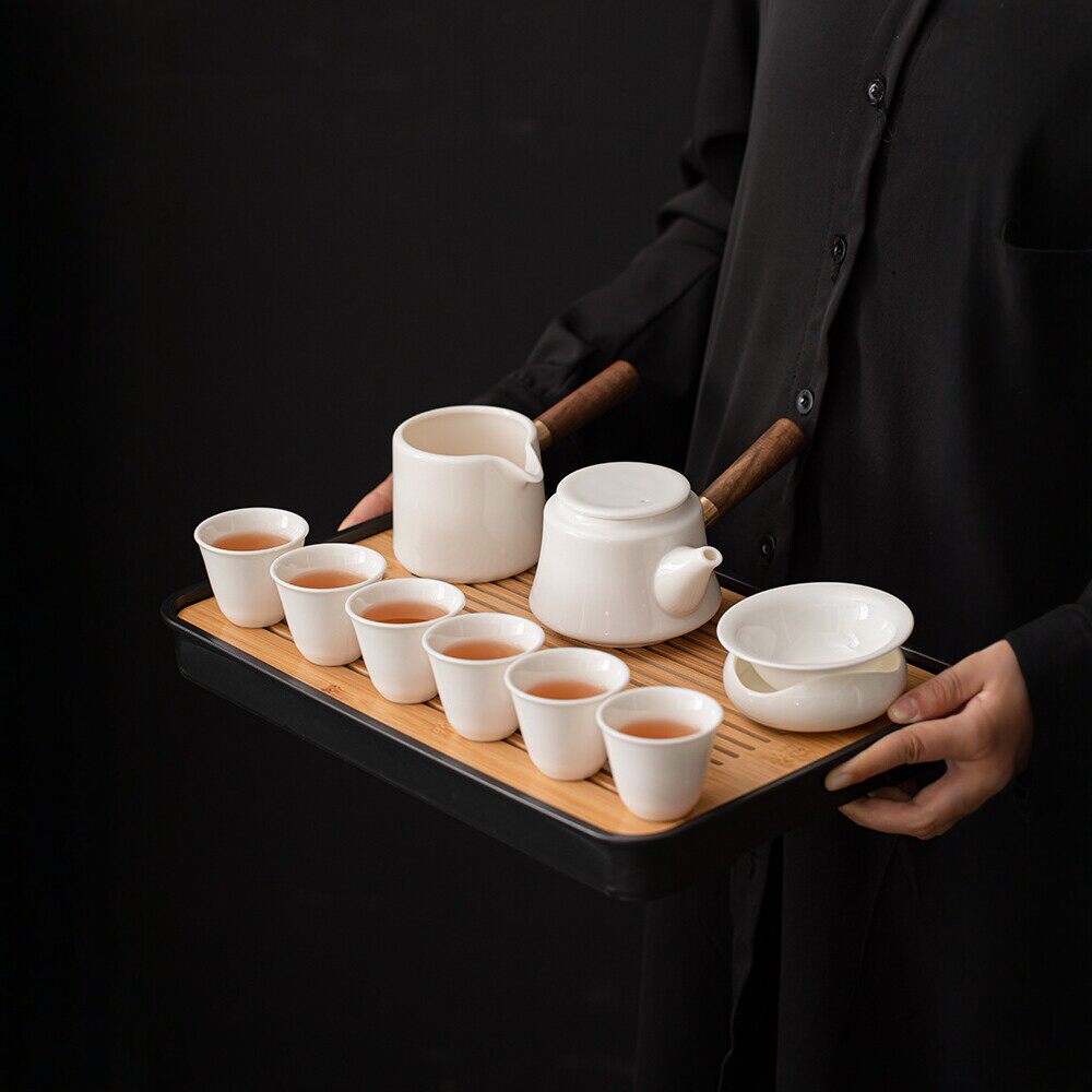 德化白瓷羊脂玉品茗杯功夫茶具套装家用简约日式主人杯茶杯小茶杯