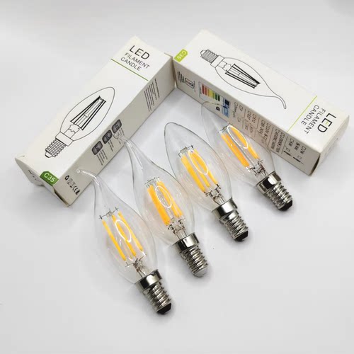 爱迪生led蜡烛中性光暖白透明e14