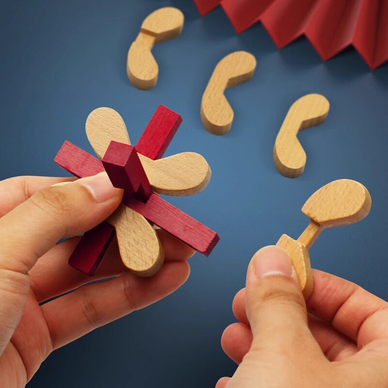 孔明锁鲁班锁全套智力解环套装小学生儿童九连环木制益智玩具积木
