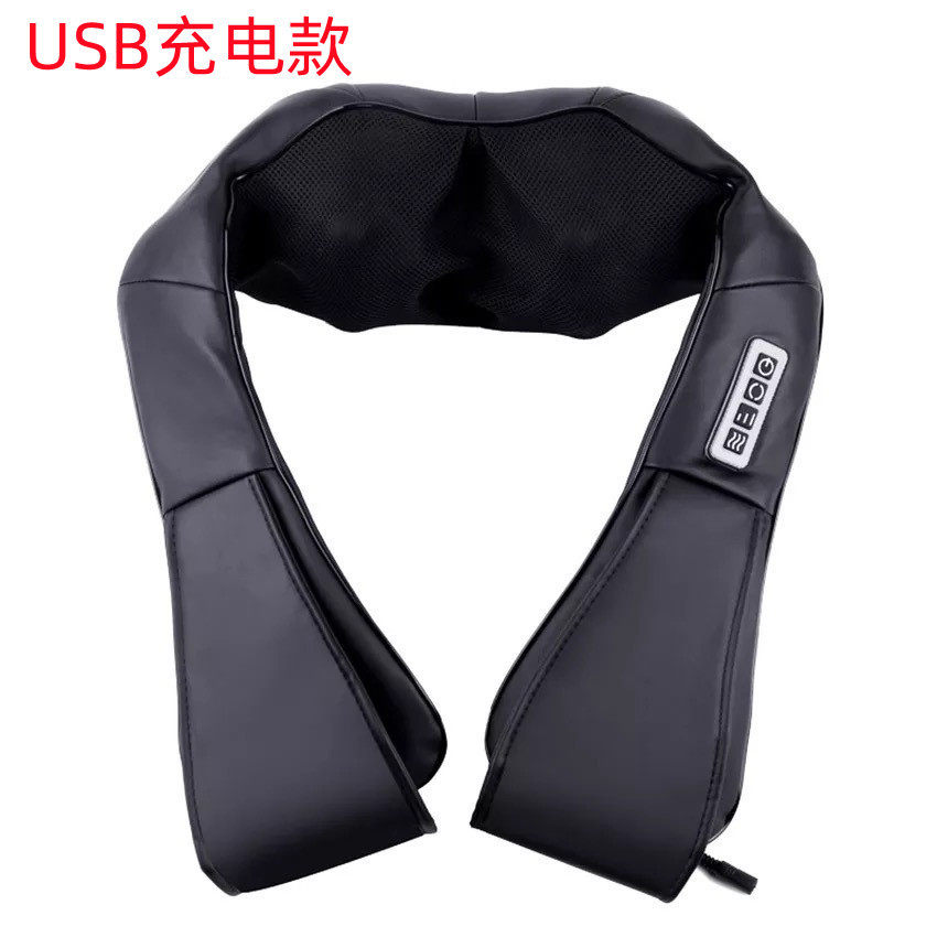 跨境家用USB充电按摩披肩电动揉捏颈腰椎肩部加热仪器车载按摩仪