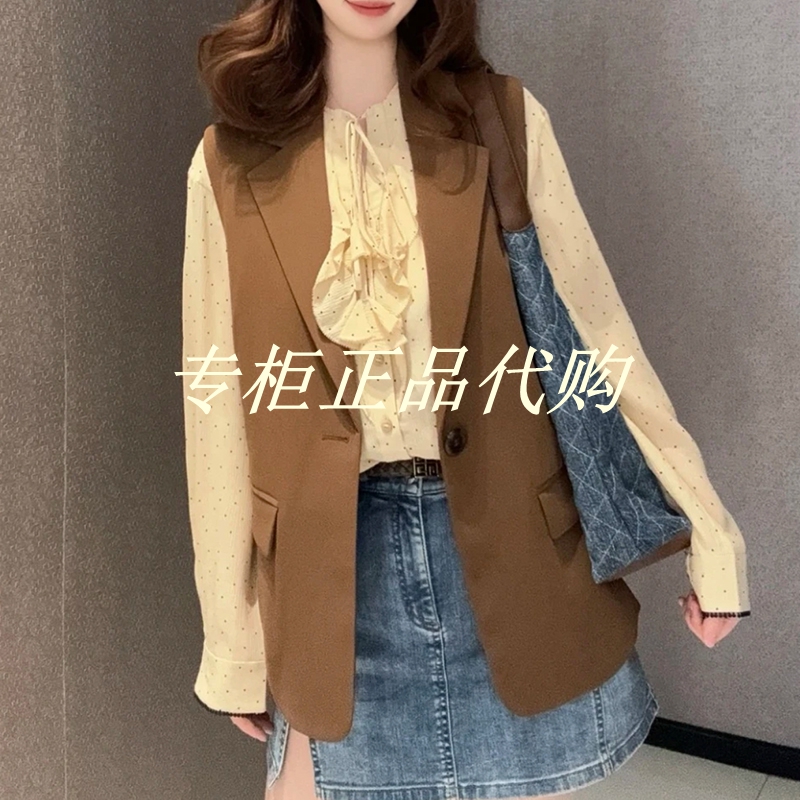 时尚高级一粒扣翻领西装马甲外套