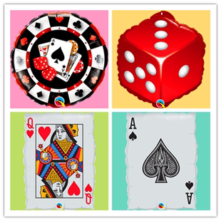 魔术扑克牌主题派对装饰黑桃A铝膜气球婚礼布置赌场庆生派对用品