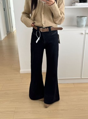 Ooh Hha2025秋冬新款韩版加绒加厚高腰显瘦休闲遮肉弹力喇叭裤