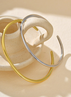 S925纯银开口手镯女冷淡风