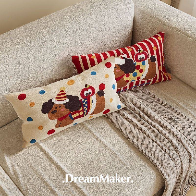 长方形苹果小狗条纹抱枕床头靠垫午睡腰枕卡通沙发靠枕荷兰绒枕套,居家布艺,抱枕被,淘宝优惠券,粉丝福利购,淘宝优惠卷