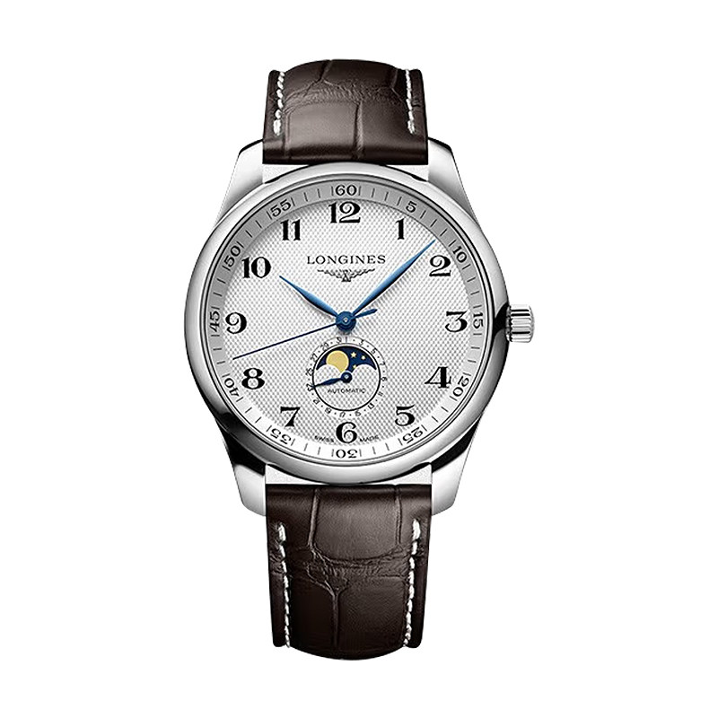 浪琴（LONGINES）瑞士手表 名匠系列月相 机械皮带男表节日送礼物