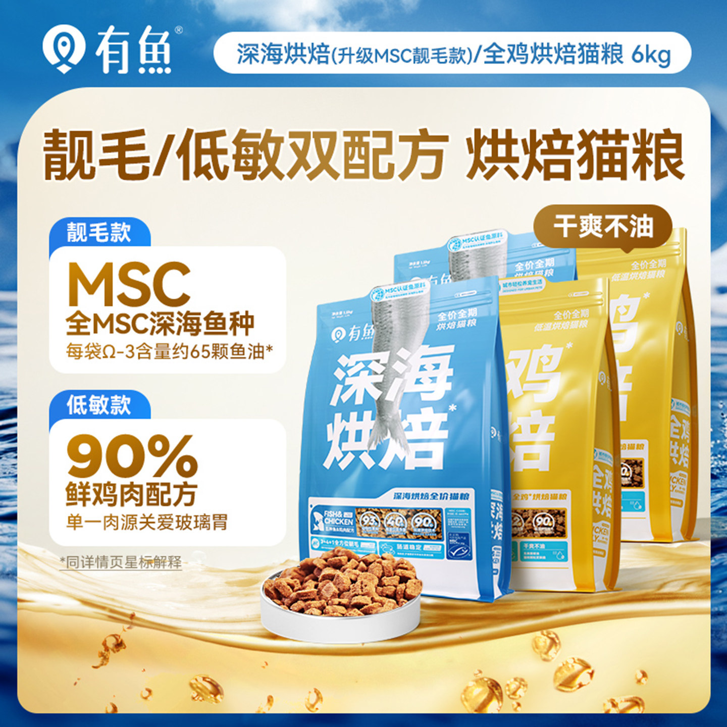 【囤货装】有鱼低温深海烘焙猫粮成猫幼猫鲜肉营养美毛发腮6/12kg