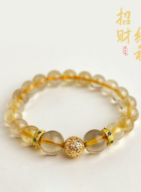 MoreSuitable高品金发晶天然石新中式黄发晶原创手链文艺手饰