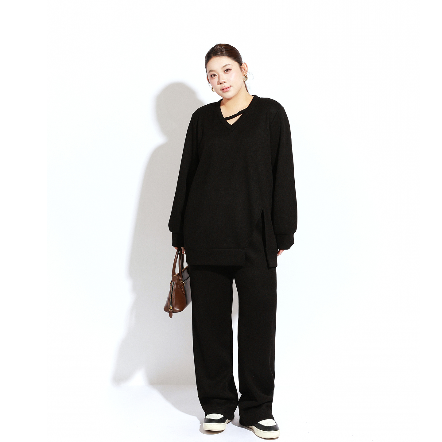 大码女装卫衣加绒套装宽松显瘦