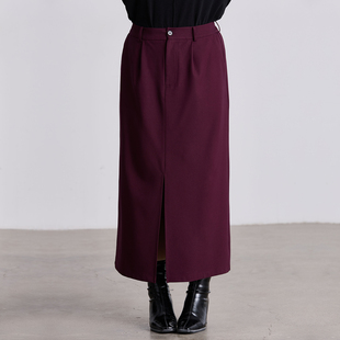 女装 胖mm大码 前开叉遮肉显瘦直筒中长裙 半身裙2026春款 气质感西装