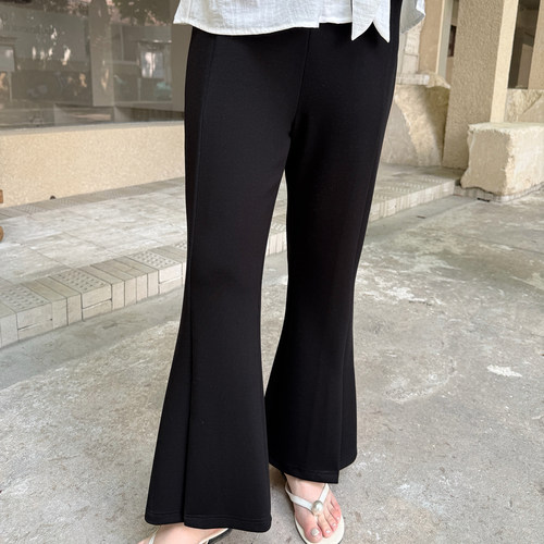 大码女装黑色喇叭九分裤显瘦百搭